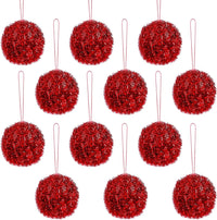 Thumbnail for 12 Pieces Christmas Balls Ornaments for Christmas Tree Glitter Shatterproof Xmas Ornaments Knitted Hanging Christmas Decorations for Yard Xmas Wedding Party Decor