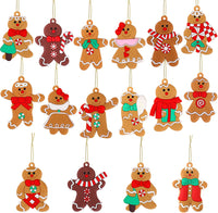 Thumbnail for 16pcs Gingerbread Man Ornaments Assorted Plastic Gingerbread Figurines Pendants for Christmas Tree Hanging Decorations Holiday Ornament Xmas Decor Party Favors Supplies