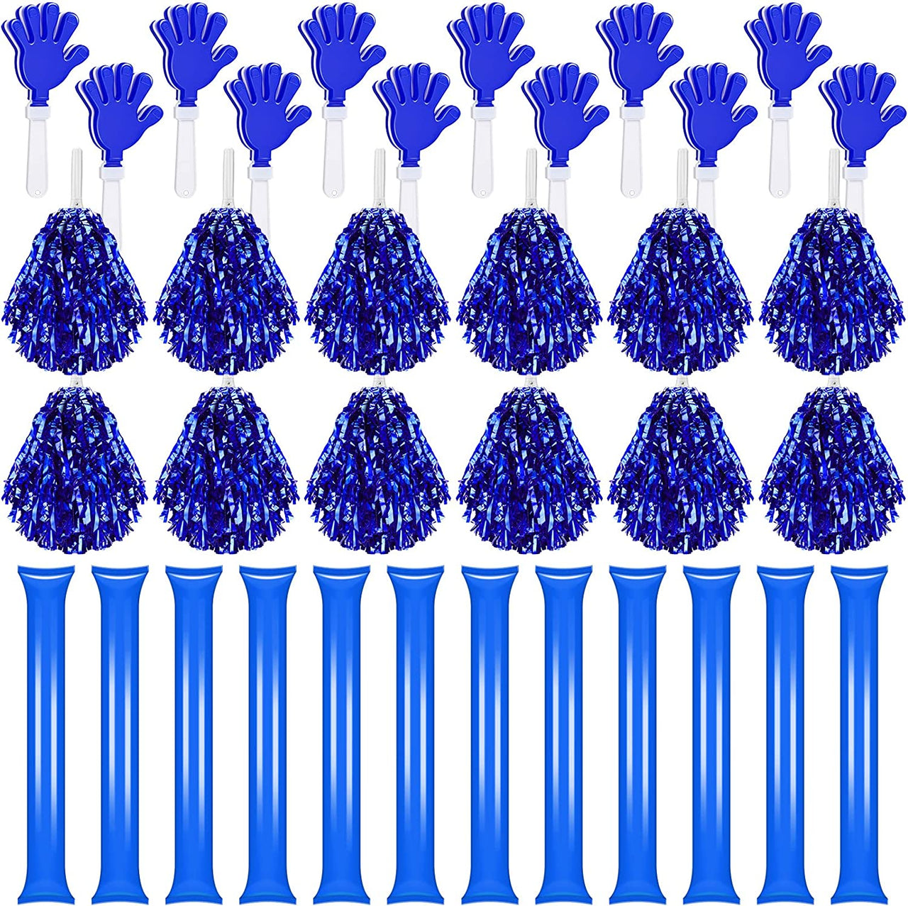 36 Pieces Cheerleading Pom Poms Hand Clappers and Thunder Sticks Cheering Sticks Pompoms Noisemakers for Christmas Party Favors Sports Cheers Ball Dance Basketball Football