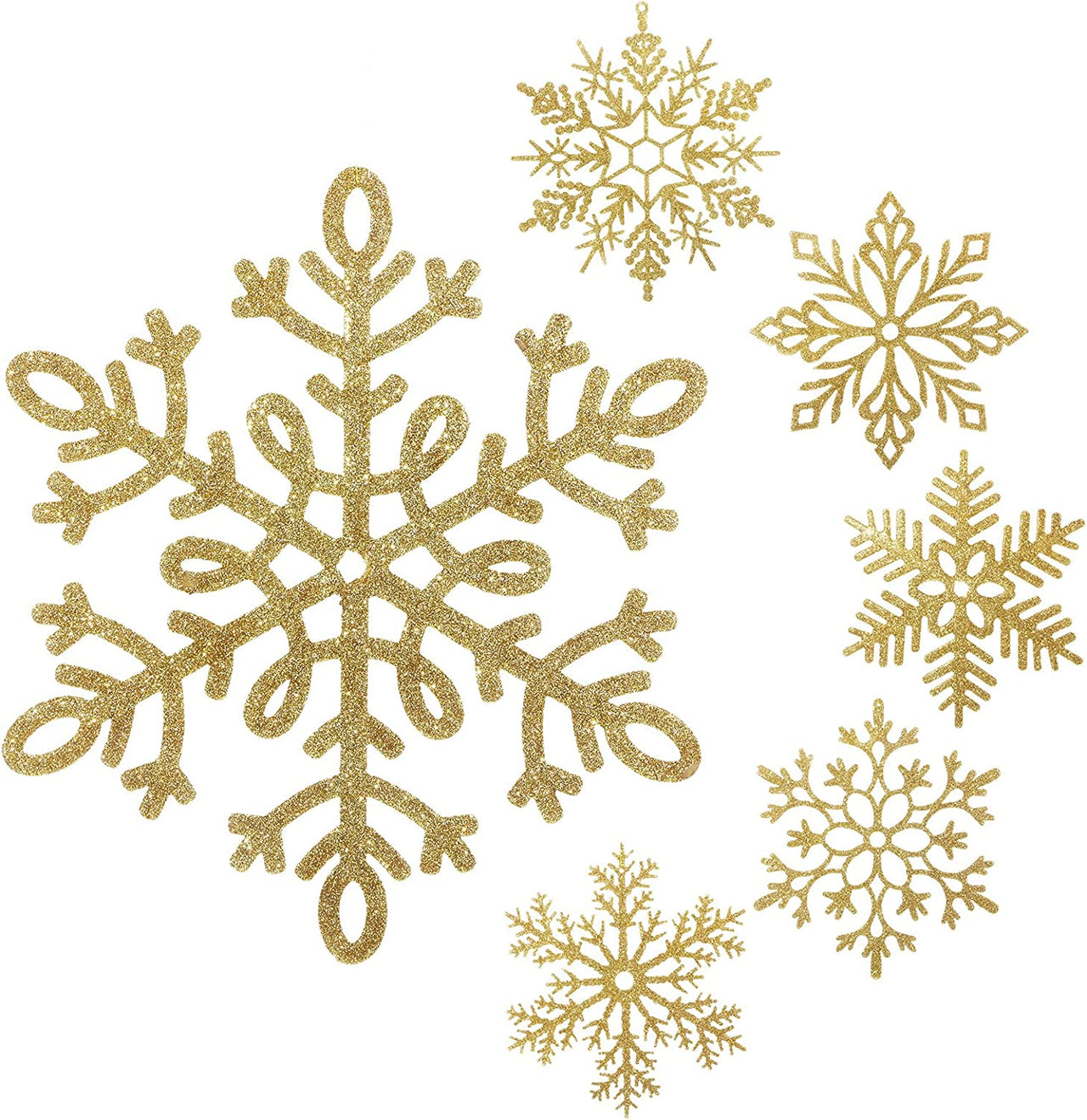 12 Pack Large Snowflakes Ornaments 12” Giant Glitter Decorative Hanging Snowflakes Plastic Oversized Christmas Snowflake Decorations with 164 Ft Nylon Thread for Indoor Outdoor Decor