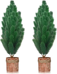 Thumbnail for 2 Pcs Tabletop Mini Christmas Tree, 15.7 Inch Artificial Christmas Tree Miniature Pine Tree Decor Small Christmas Tree with Base and Burlap Rope Fake Cone Tree for Table Desk Home Indoor Xmas Decor