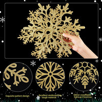 Thumbnail for 12 Pack Large Snowflakes Ornaments 12” Giant Glitter Decorative Hanging Snowflakes Plastic Oversized Christmas Snowflake Decorations with 164 Ft Nylon Thread for Indoor Outdoor Decor