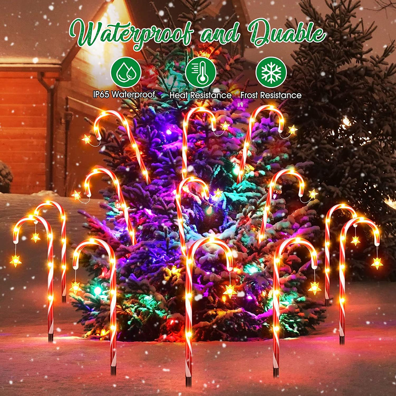 12 Pack Outdoor Christmas Decorations Solar Candy Cane Lights ...
