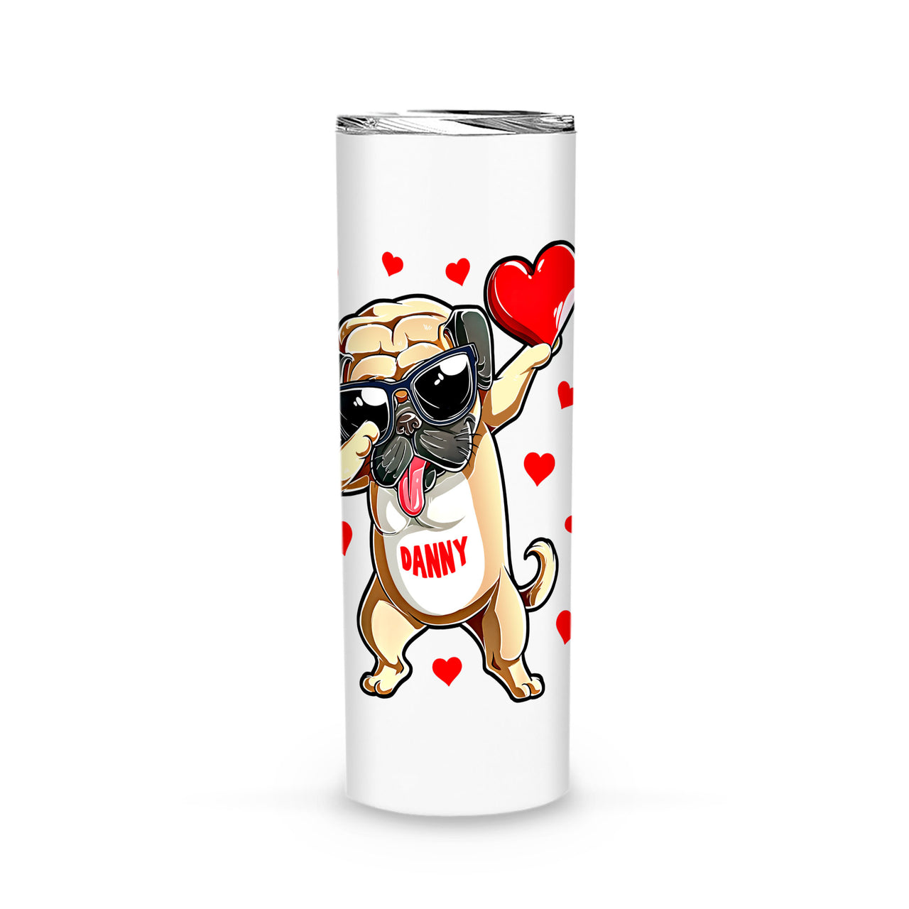 Personalized Dog Gift Idea - Pug Heart Valentines Day For Dog Lovers - Tumbler (20oz)