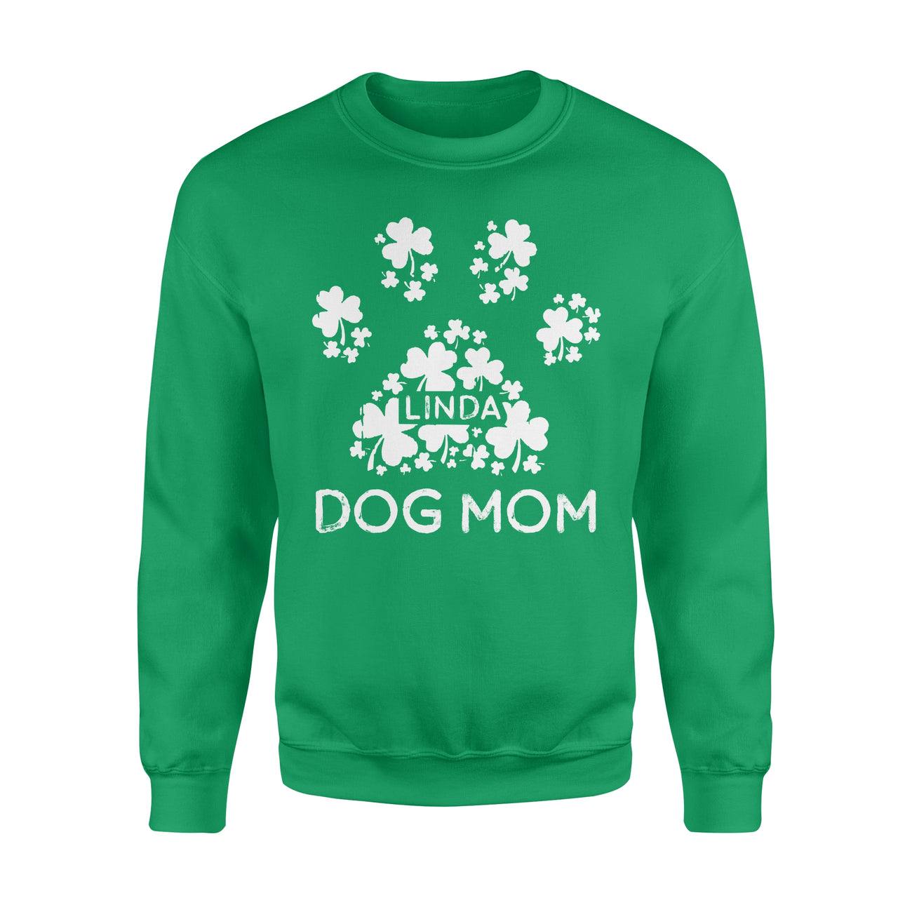 Personalized St. Patrick Gift Idea - Clover Paw Dogmom - Standard Crew Neck Sweatshirt