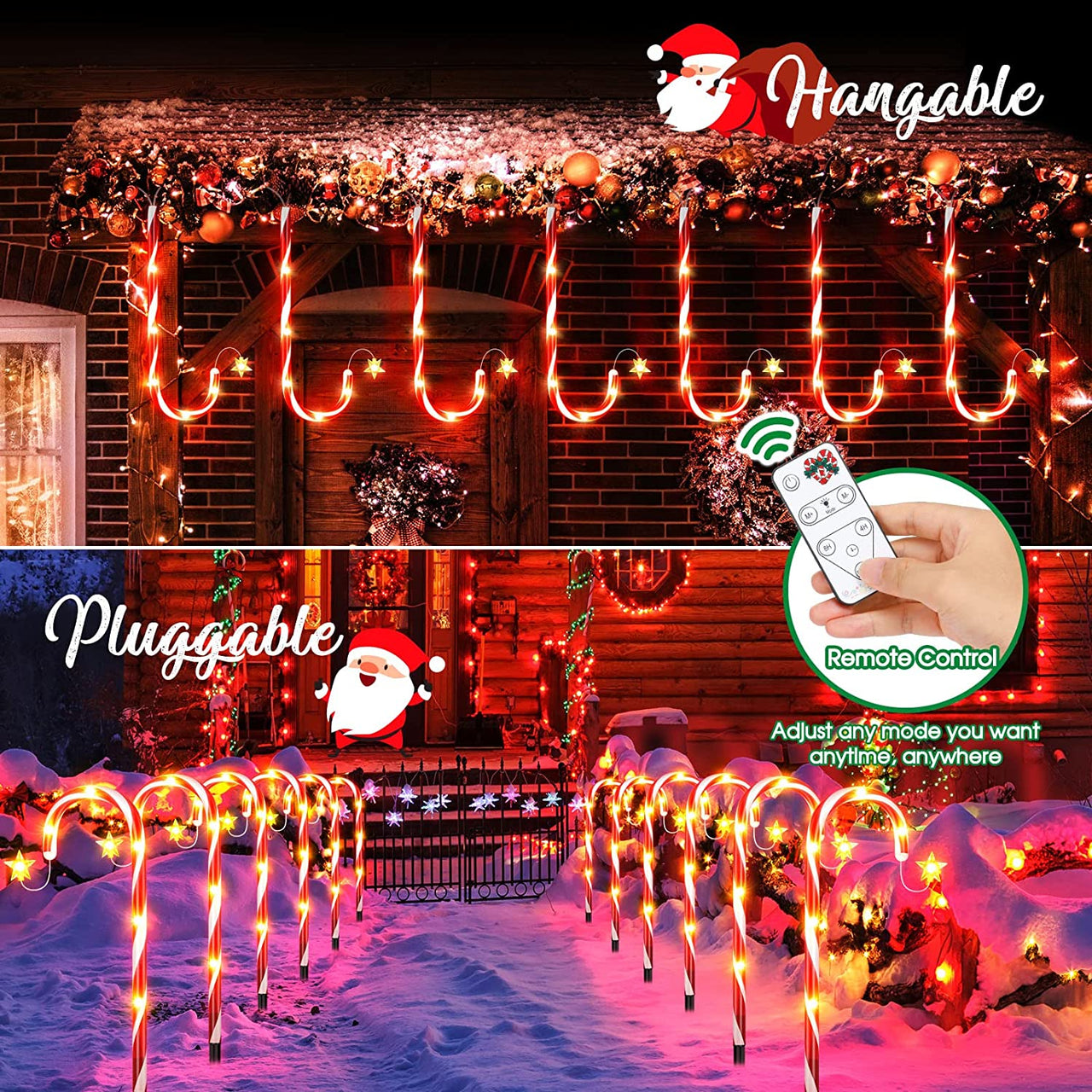 12 Pack Outdoor Christmas Decorations Solar Candy Cane Lights, LETMY Brighter & Taller Solar Christmas Pathway Lights with Remote Control, 9 Modes Christmas Decorations for Outdoor Yard Xmas Holiday