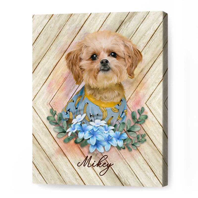 Custom Pet Portrait, Pet Portrait With Yellow Flowers, Pet Memorials, Gifts For Dog Lovers - Best Personalized Gifts for Everyone