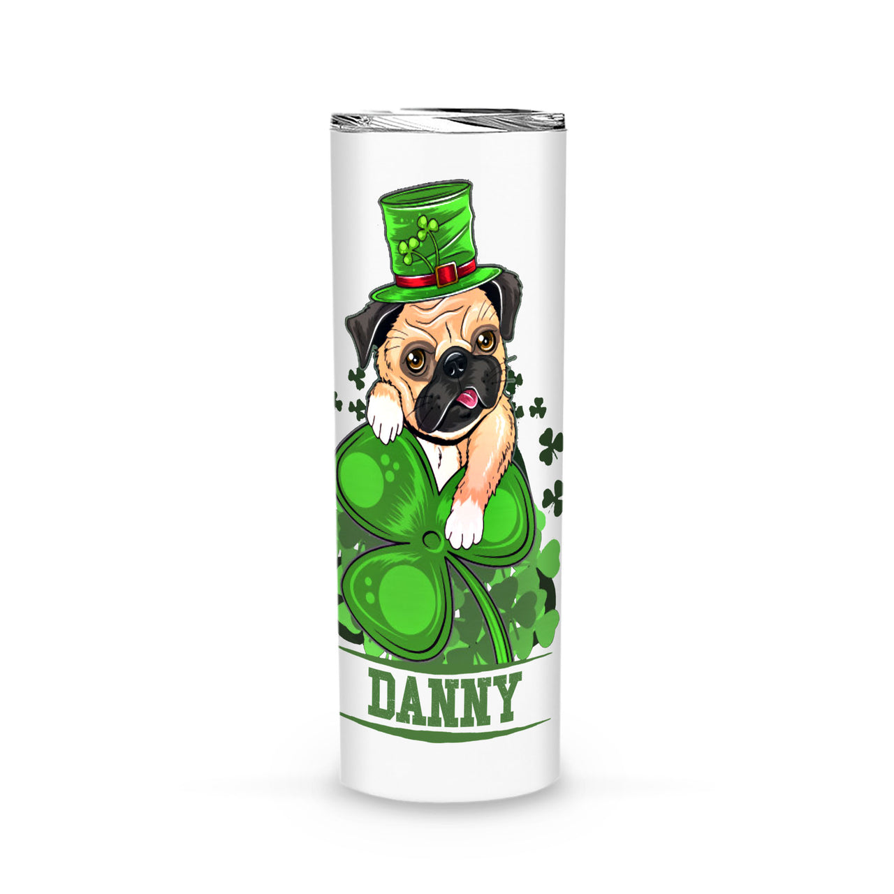 Personalized St. Patrick Gift Idea - Lovely Bulldog With Clover For Puppy Lovers - Tumbler
