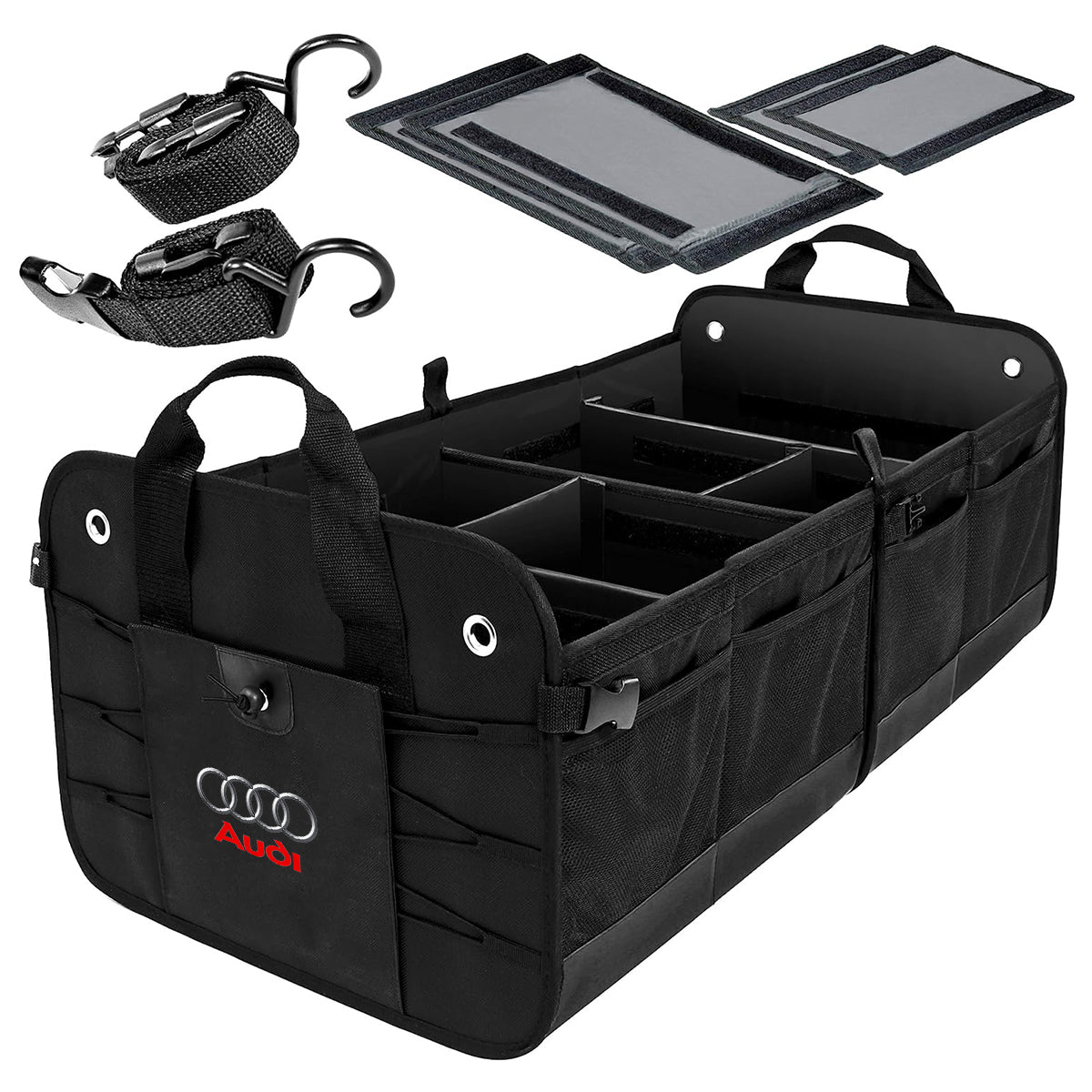 Trunk Organizer, Custom fit for Sedan SUVs, Premium Multi Compartments Collapsible Cargo Storage & Accessories