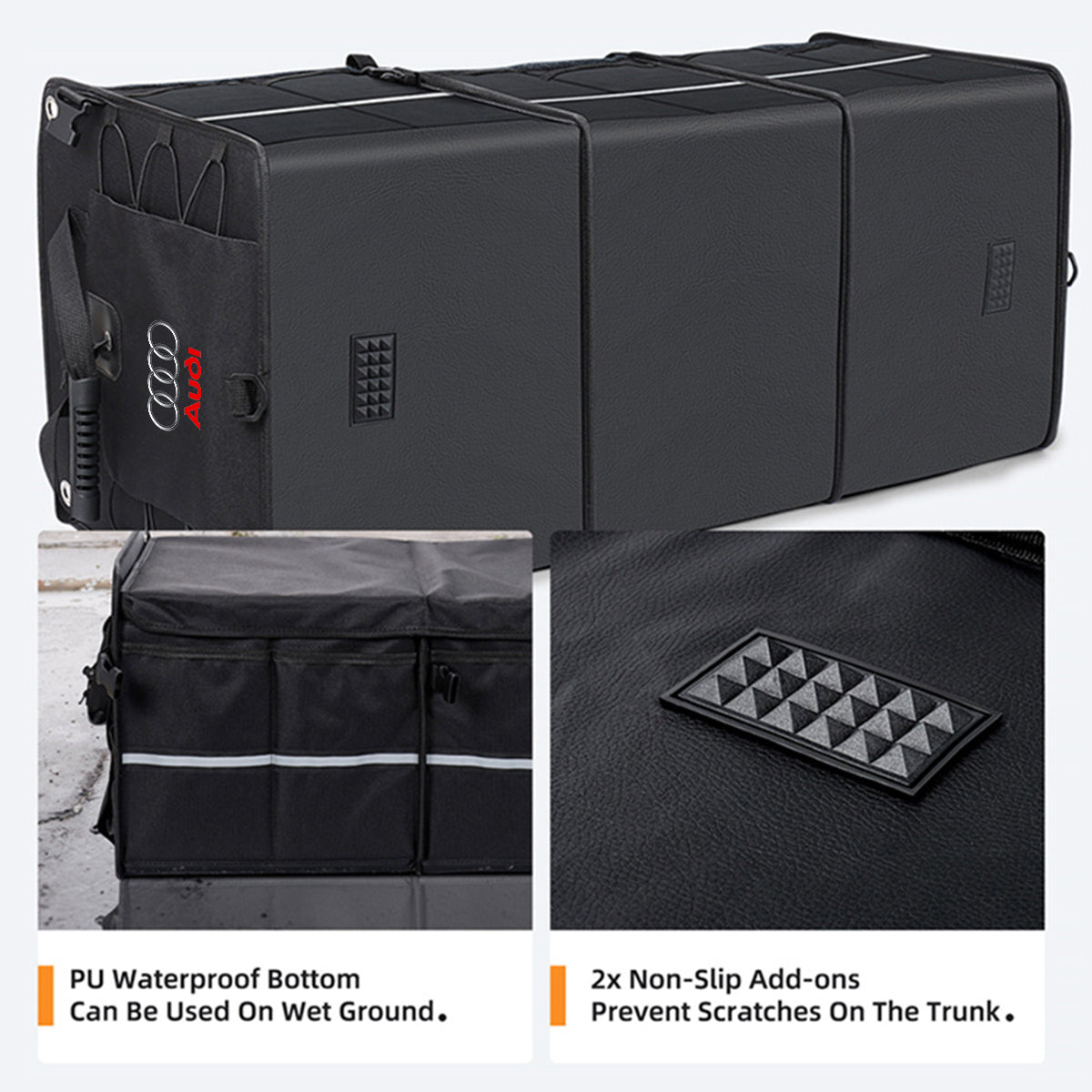 Trunk Organizer, Custom fit for Sedan SUVs, Premium Multi Compartments Collapsible Cargo Storage & Accessories