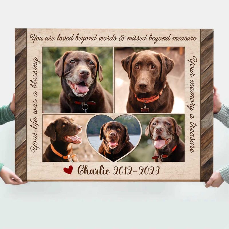 Dog Memorial With Photo Collage, Sympathy Gift For Pet, In Memory Dog Canvas, Pet Loss Gift Ideas - Best Personalized Gifts for Everyone
