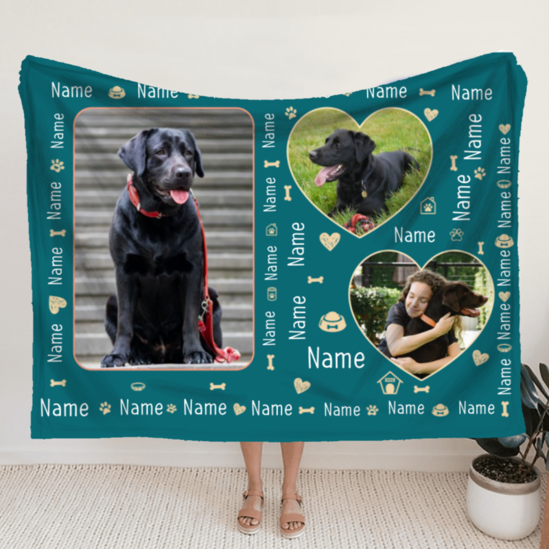 Personalized Blanket With Dog Picture, Gifts For Dog Owners With Name, Gifts For The Pet Lover
