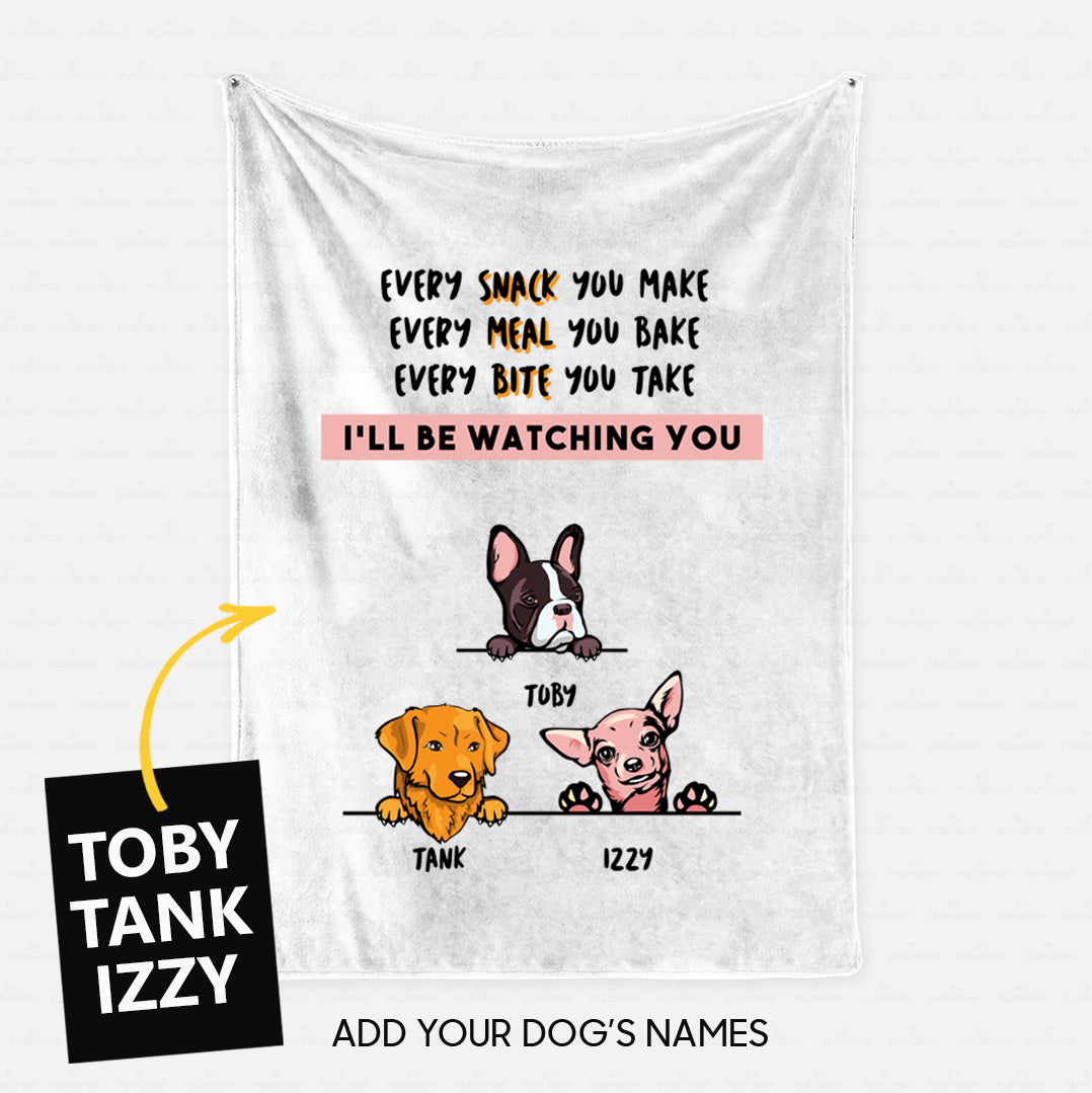 Personalized Dog Gift Idea - 3 Dog Every Snack You Make 2 For Dog Lovers - Fleece Blanket