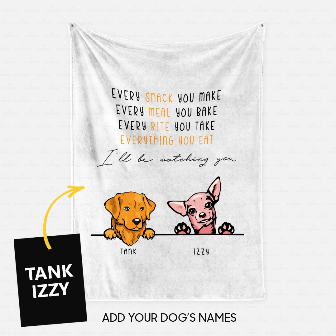 Personalized Dog Gift Idea - 2 Dogs Every Snack You Make For Dogs Lovers - Fleece Blanket