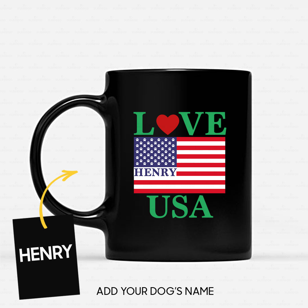 Personalized Dog Gift Idea - Love The USA For Dog Lovers - Black Mug
