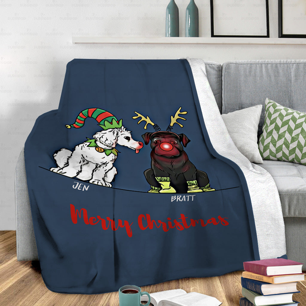 Personalized Dog Gift Idea - Merry Christmas - Two Friends For Dog Lover - Fleece Blanket