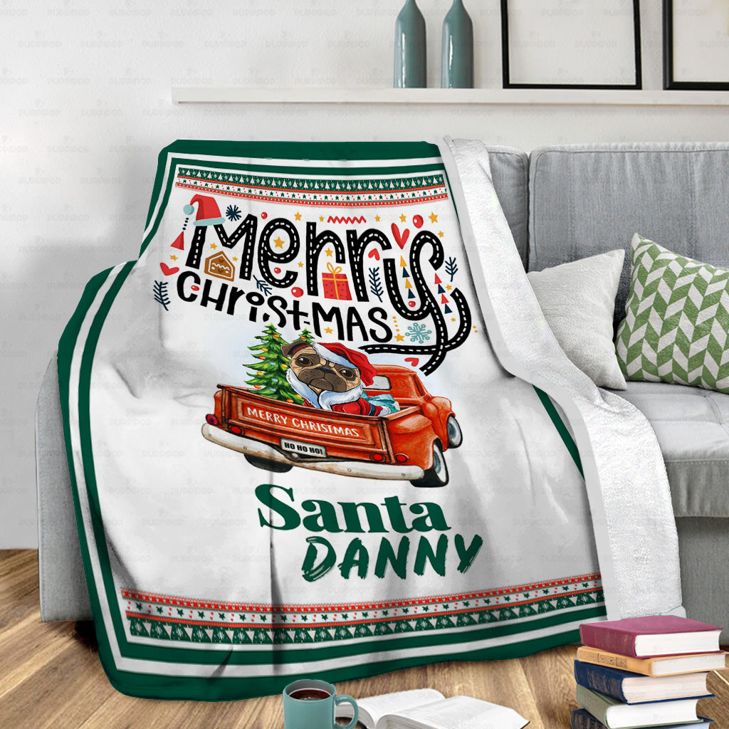 Personalized Dog Gift Idea - Merry Christmas Dog Santa For Dog Lover - Fleece Blanket