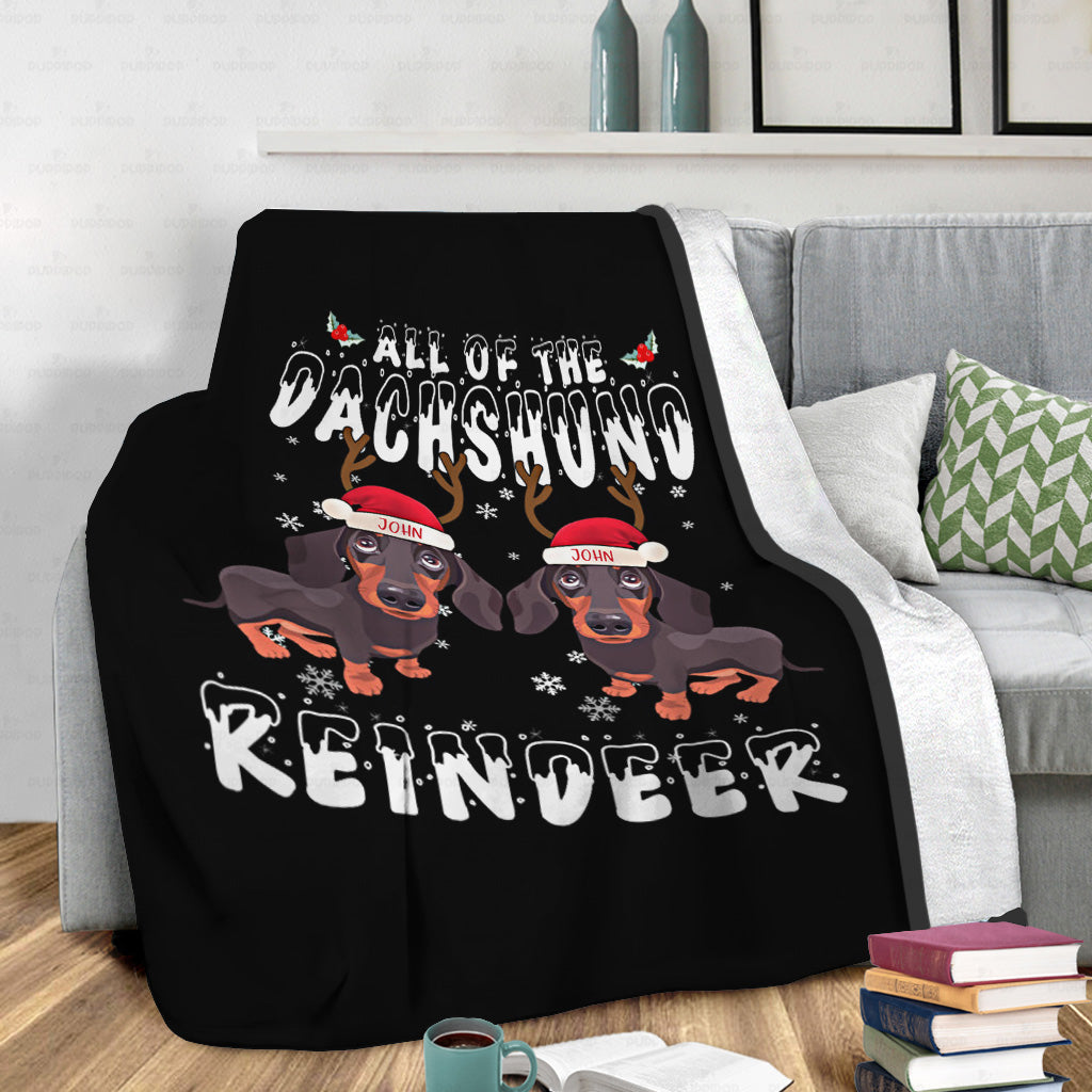 Personalized Dog Gift Idea - All Of The Dachshund Reindeer For Dog Lover - Fleece Blanket