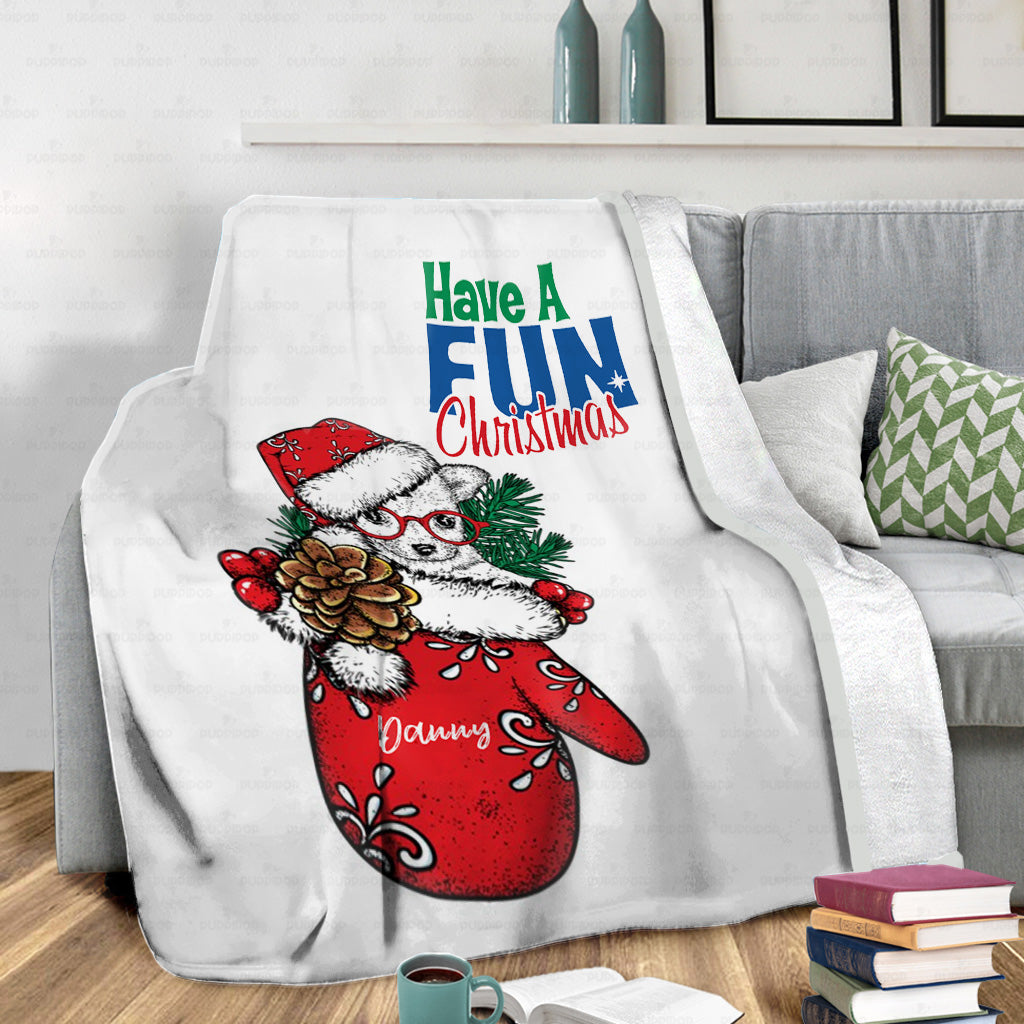 Personalized Dog Gift Idea - Have A Fun Christmas For Dog Lover - Fleece Blanket