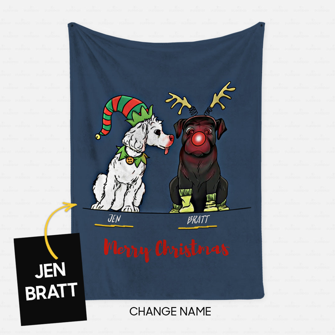 Personalized Dog Gift Idea - Merry Christmas - Two Friends For Dog Lover - Fleece Blanket