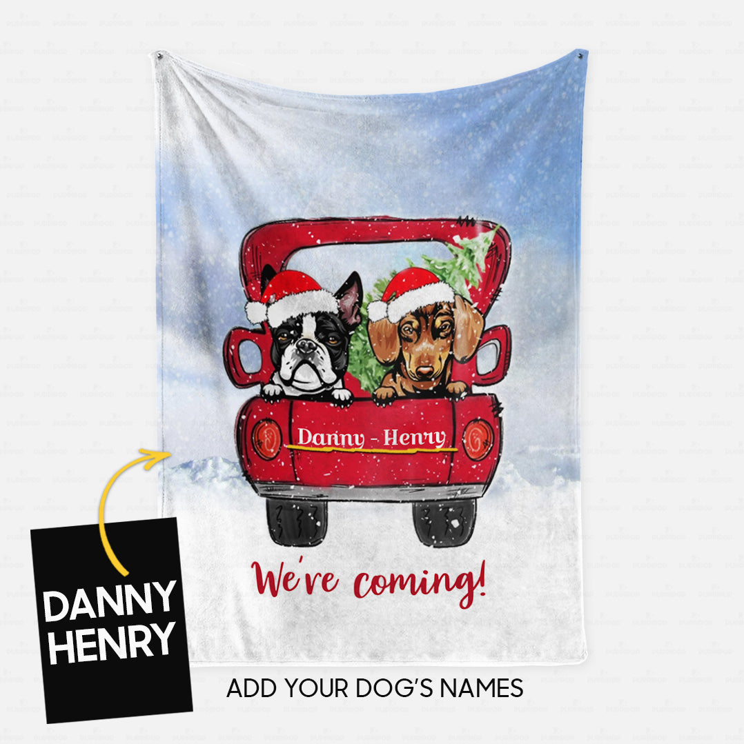 Personalized Dog Gift Idea - Merry Christmas, We're Coming For Dog Lover - Fleece Blanket