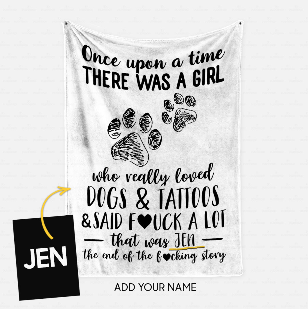 Personalized Dog Gift Idea - There Was A Girl Who Really Loved Dogs And Tattoos For Dog Lover - Fleece Blanket
