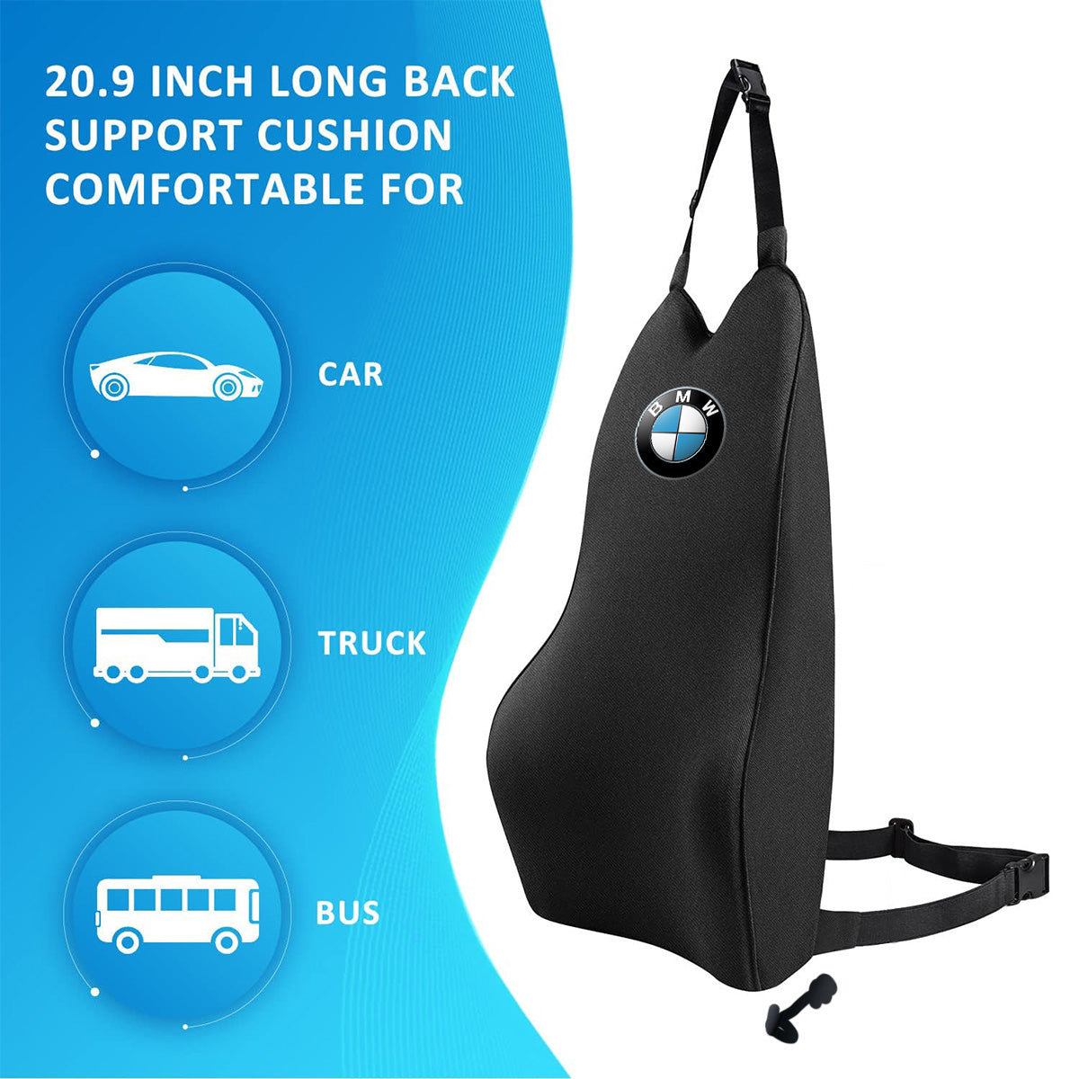 Lumbar Support Pillow Car Back Support, Custom fit for Car, Memory Foam Car Lumbar Support for Driving Fatigue / Back Pain Relief, Dual Straps Better Fix The Car Cushion