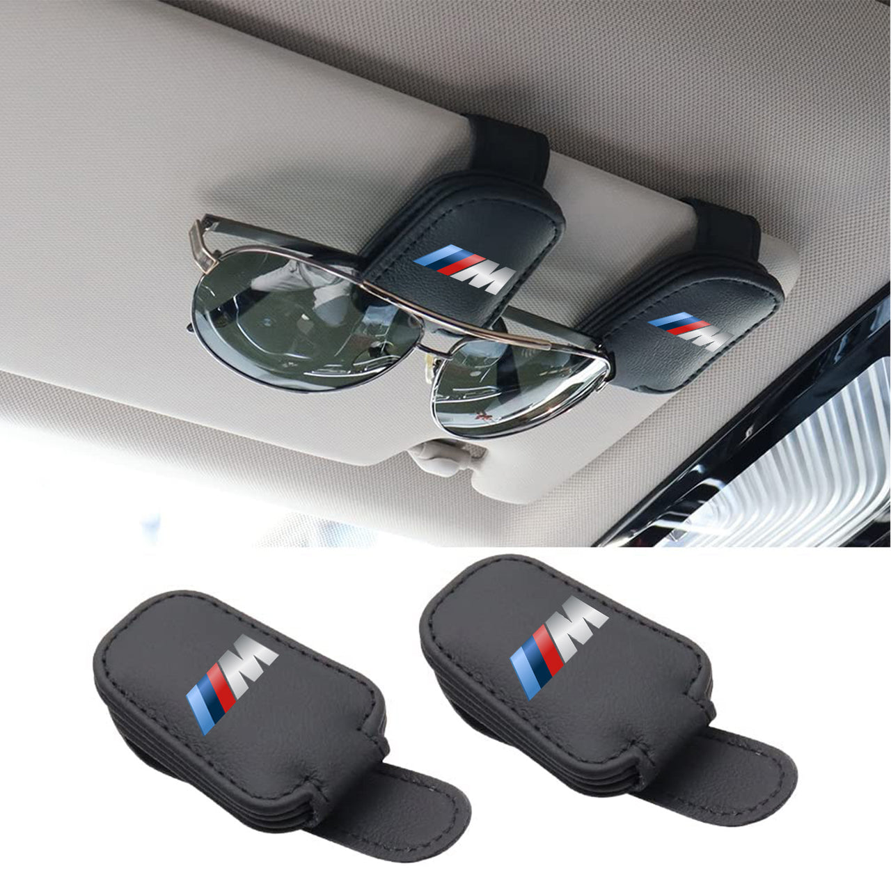 2 Pack Sunglass Holder, Custom fit for Car, Magnetic Leather Glasses Eyeglass Hanger Clip for Car, Sunglasses Holder and Ticket Card Clip for Car