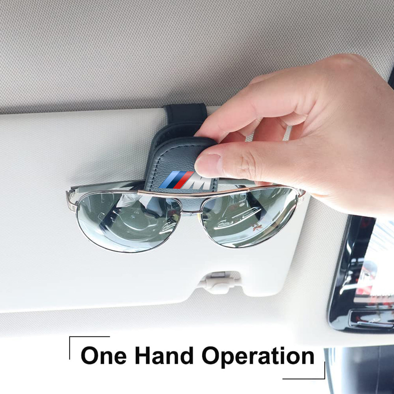 2 Pack Sunglass Holder, Custom fit for Car, Magnetic Leather Glasses Eyeglass Hanger Clip for Car, Sunglasses Holder and Ticket Card Clip for Car