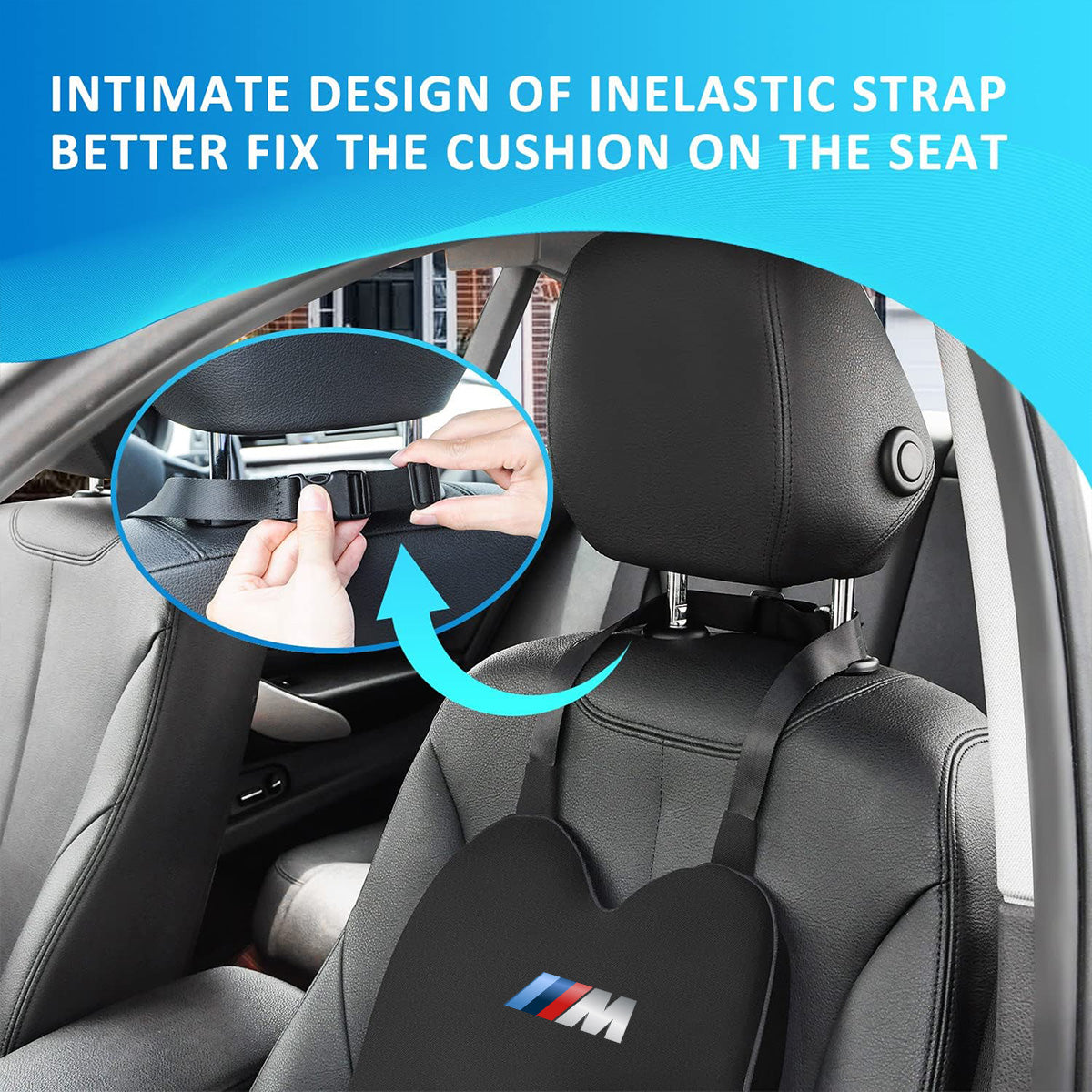 Lumbar Support Pillow Car Back Support, Custom fit for Car, Memory Foam Car Lumbar Support for Driving Fatigue / Back Pain Relief, Dual Straps Better Fix The Car Cushion