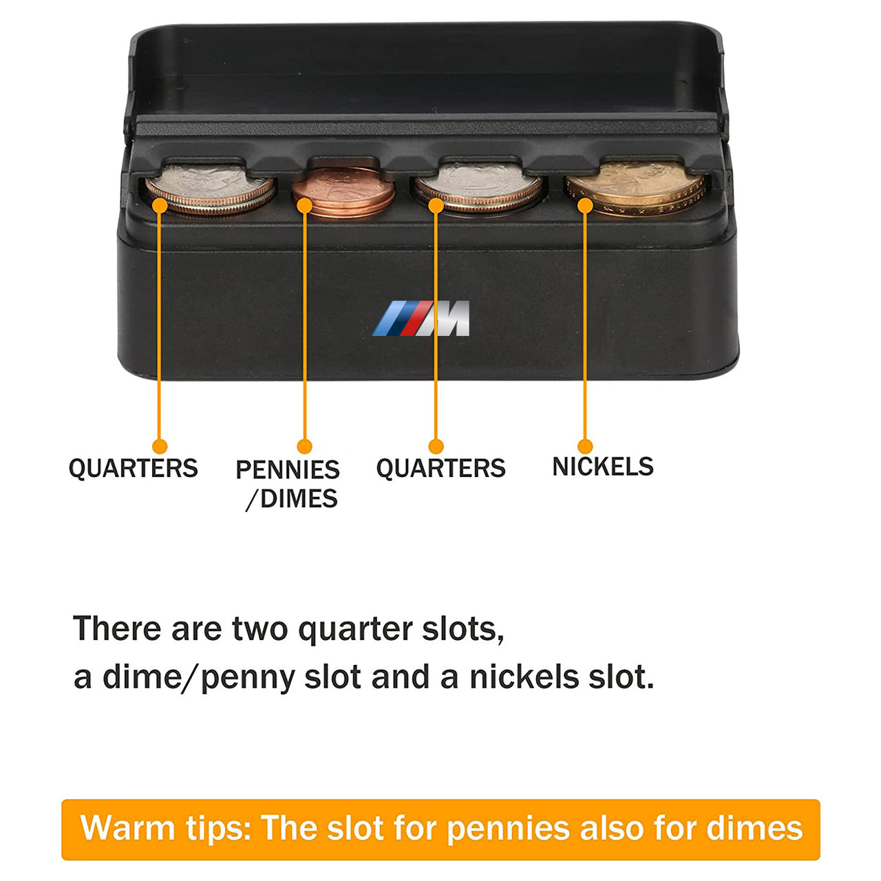 Coin Holder, Custom fit for Sedan SUVs, Car Coin Change Organizer, Car Coin Holder Compatible with Coins of Different Sizes