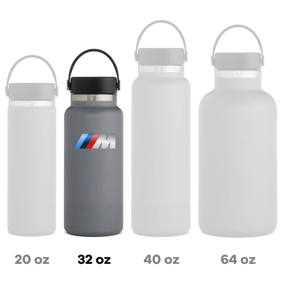 32oz Stainless Steel Insulated Sports Water Bottle, Custom fit for Car, Hydro Metal Thermos Flask Keeps Cold for 24 Hours, Hot for 12 Hours, Wide Mouth Bottle with Flex Cap