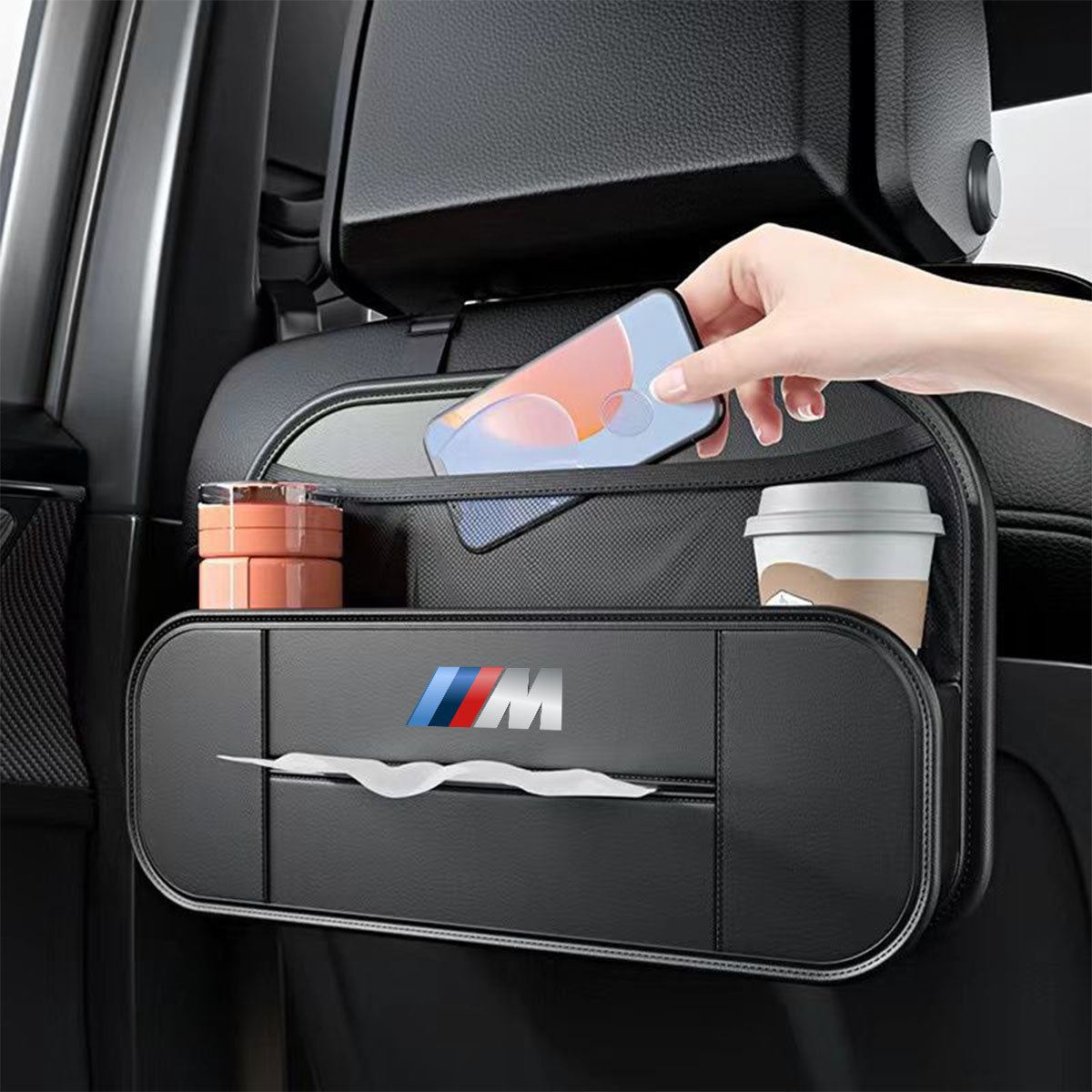 Premium Leather Front and Rear Seats Car Organizer Box, Backseat Car Organizer, Passenger Seat Organizer Fit All Vehicles, Multifunctional Car Essential Accessories, Car Travel Accessories With Hook
