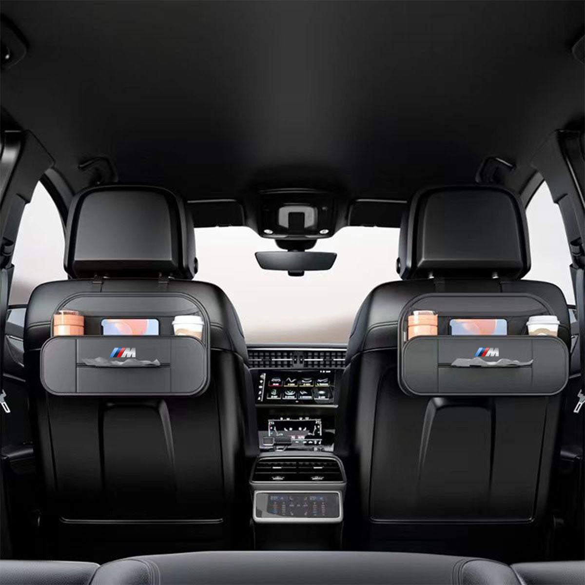 Premium Leather Front and Rear Seats Car Organizer Box, Backseat Car Organizer, Passenger Seat Organizer Fit All Vehicles, Multifunctional Car Essential Accessories, Car Travel Accessories With Hook