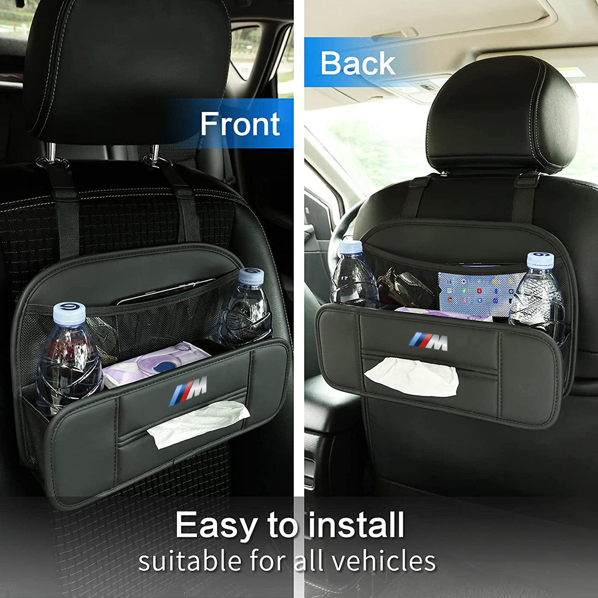 Premium Leather Front and Rear Seats Car Organizer Box, Backseat Car Organizer, Passenger Seat Organizer Fit All Vehicles, Multifunctional Car Essential Accessories, Car Travel Accessories With Hook