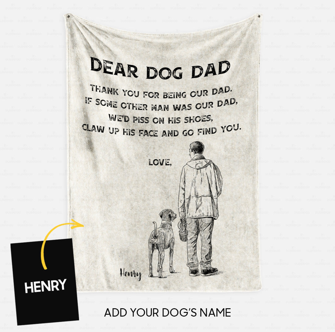 Custom Dog Blanket - Personalized Thank You For Being Our Dad Gift For Dad - Fleece Blanket