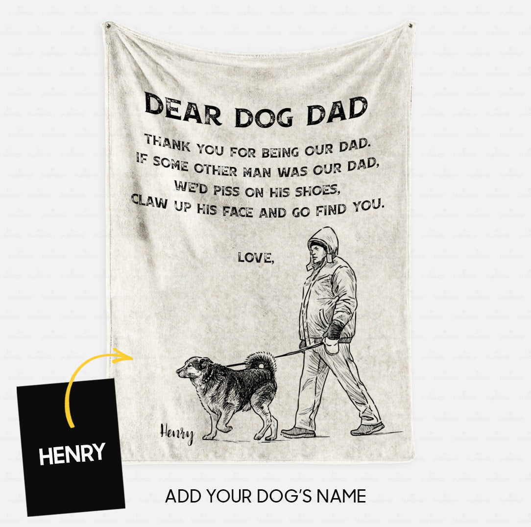 Custom Dog Blanket - Personalized Thank You For Being Our Dad Gift For Dad - Fleece Blanket