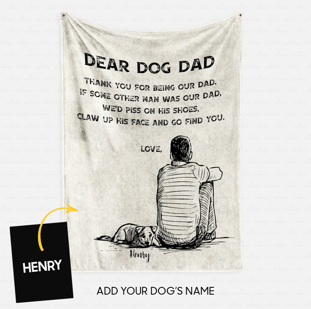 Custom Dog Blanket - Personalized Thank You For Being Our Dad Gift For Dad - Fleece Blanket