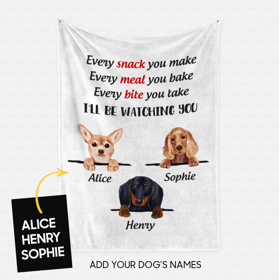 Personalized Dog Gift Idea - 3 Dog Every Snack You Make 3 For Dog Lovers - Fleece Blanket
