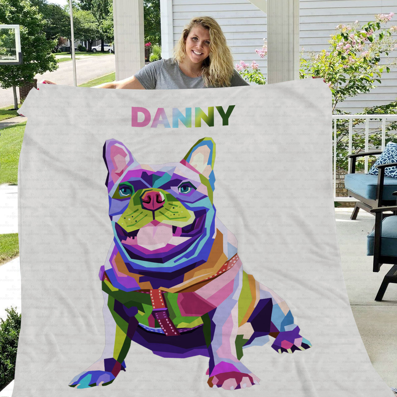 Personalized Dog Gift - Creative Polygon Puppy Portrait For Dog Lovers - Fleece Blanket