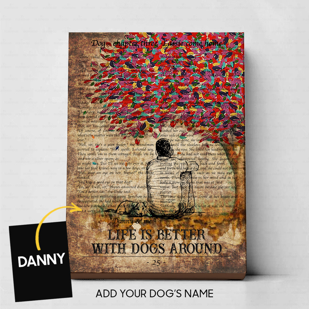 Custom Dog Canvas - Personalized Man And A Dog Beside The Tree Gift For Dad - Matte Canvas