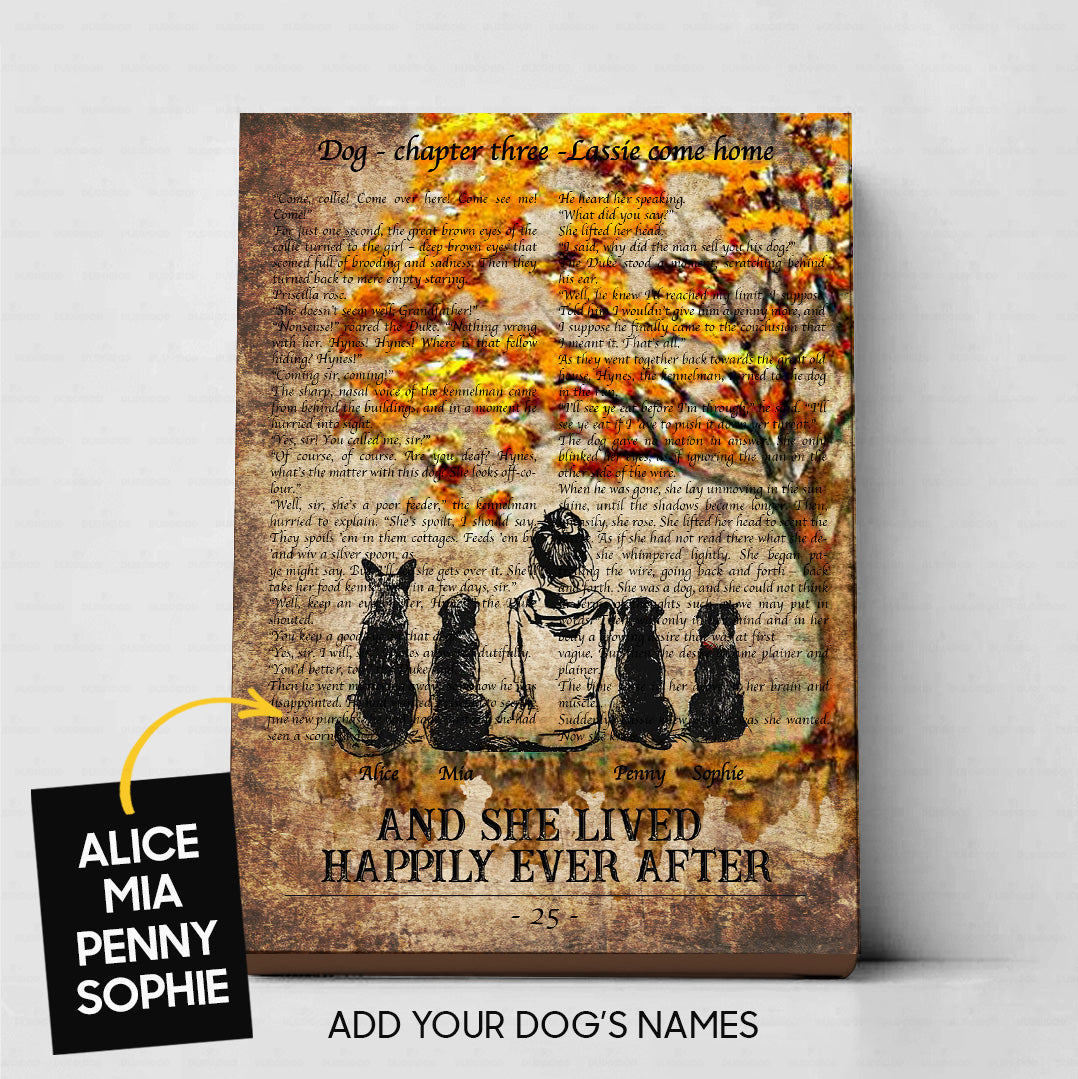 Personalized Dog Gift Idea - Woman And Four Dogs Beside The Tree For Mom - Matte Canvas