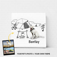 Thumbnail for Personalized Dog Gift Idea - Camping Line Art For Dog Lovers - Matte Canvas