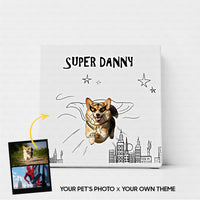 Thumbnail for Personalized Dog Gift Idea - Funny Super Hero Line Art For Puppy Lovers - Matte Canvas