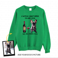 Thumbnail for Personalized Dog Gift Idea - A Woman Cannot Survive On Wine Alone For Dog Mom - Standard Crew Neck Sweatshirt