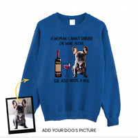 Thumbnail for Personalized Dog Gift Idea - A Woman Cannot Survive On Wine Alone For Dog Mom - Standard Crew Neck Sweatshirt