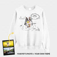 Thumbnail for Personalized Line Art Gift Idea  - Scene Sketching For Dog Lover - Standard Crew Neck Sweatshirt