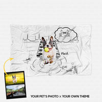 Thumbnail for Personalized Gift Blanket Line Art For Pet Lover - Cute Sketching - Fleece Blanket