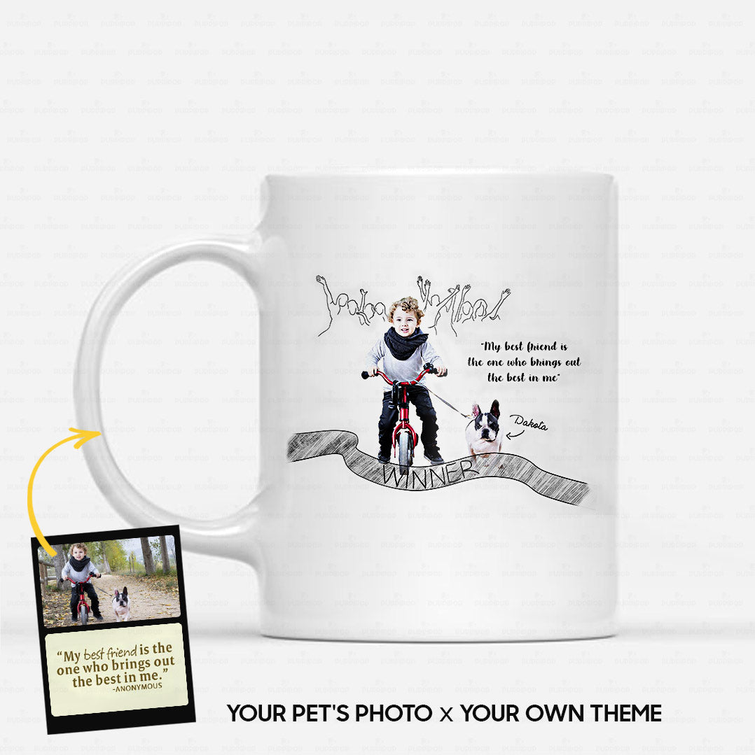 Personalized Mug Line Art For Dog Lover - Friendship Sketching - White Mug