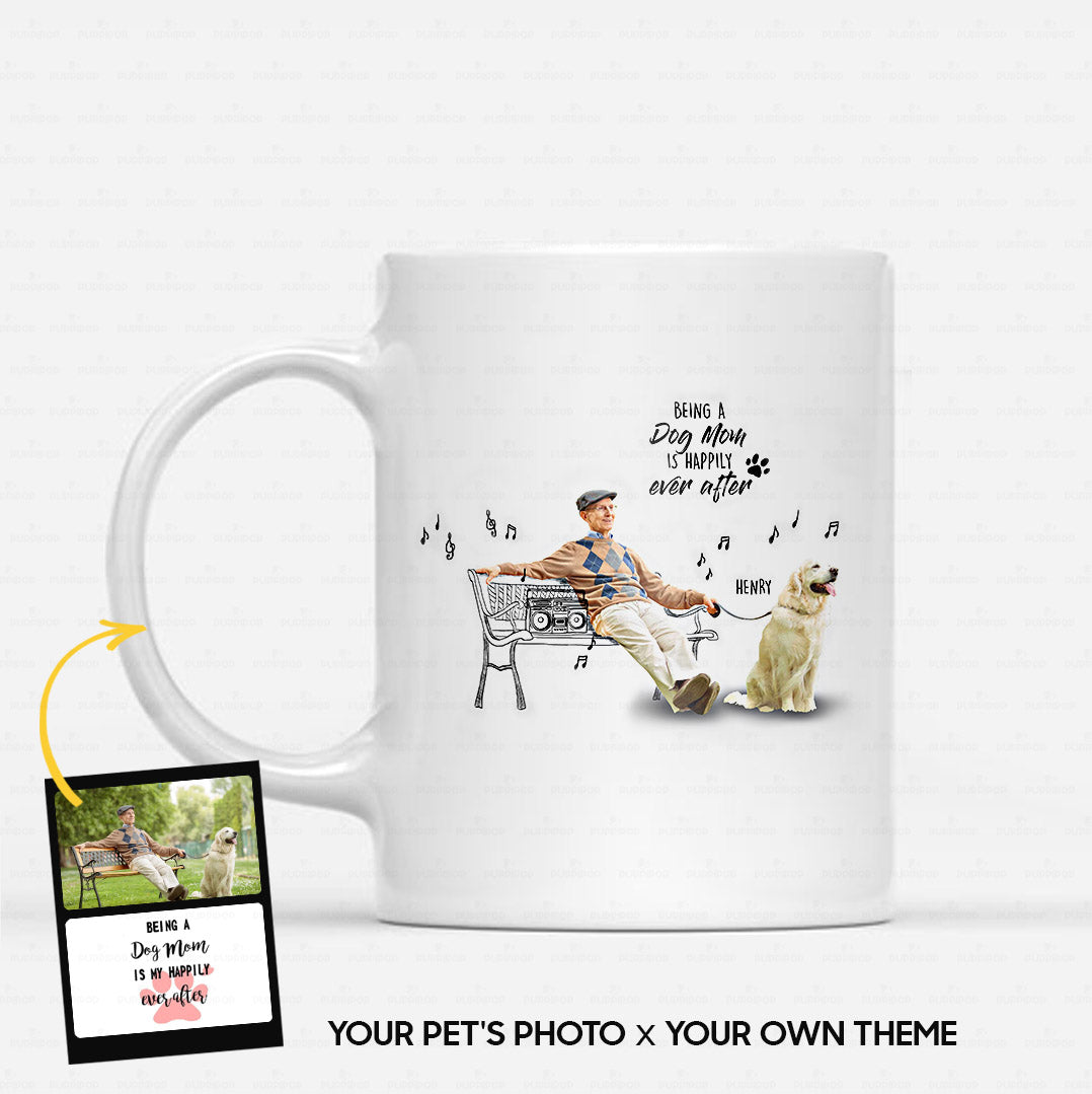 Personalized Mug Line Art For Dog Lover - Friendship Sketching - White Mug